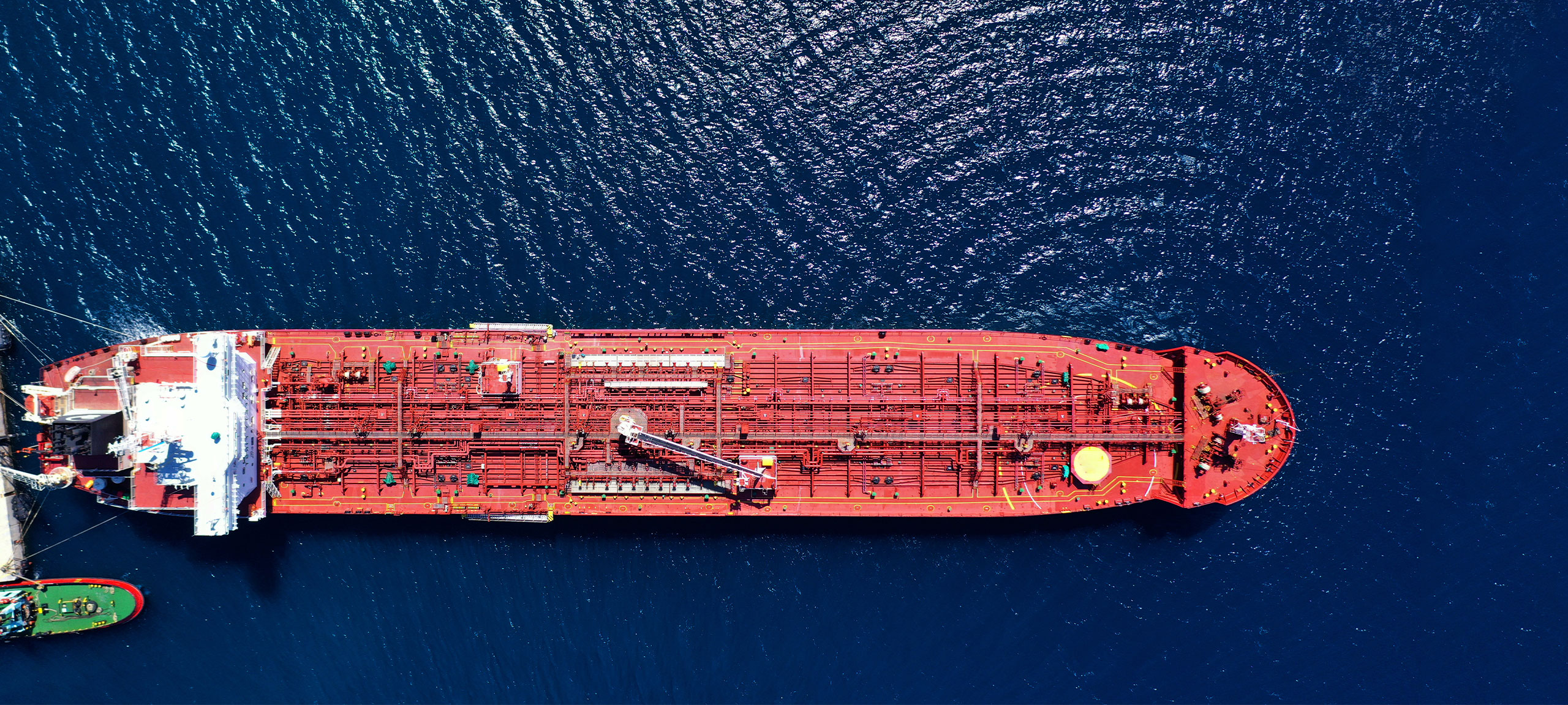 birds eye gas carrier at sea with bunker barge