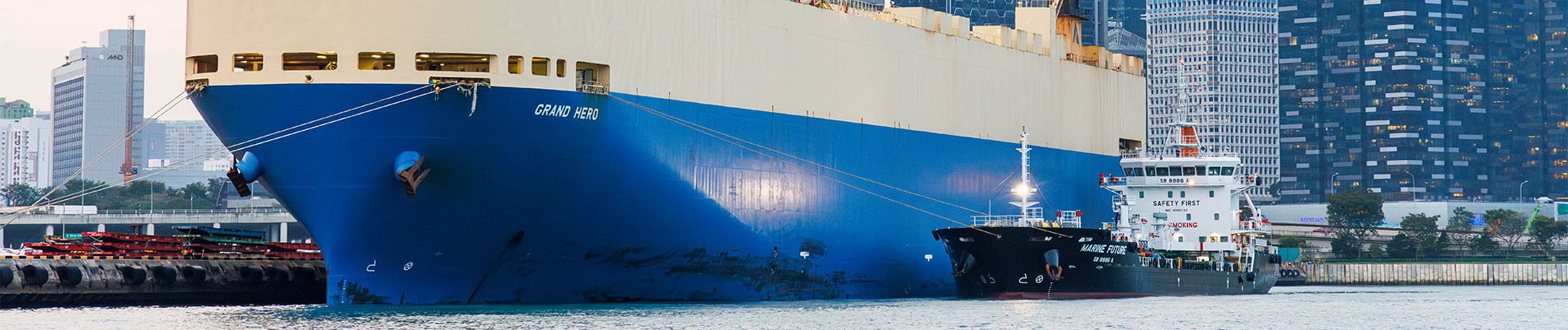 Bunker barge at sea refueling vessel