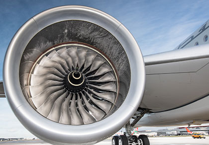 close up of an airplane propeller